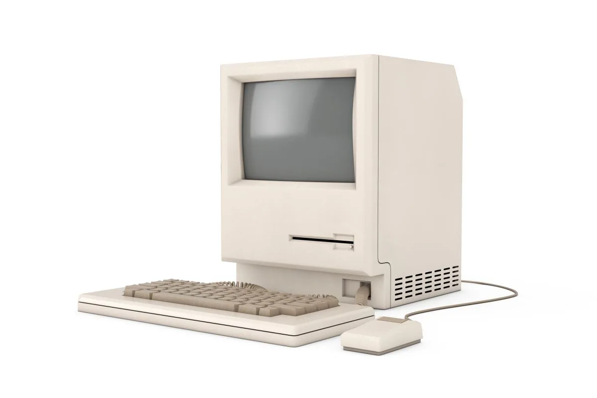 Retro Personal Computer. The System Unit, Monitor, Keyboard and