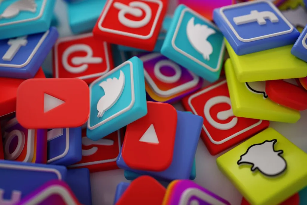 Social media icons pile